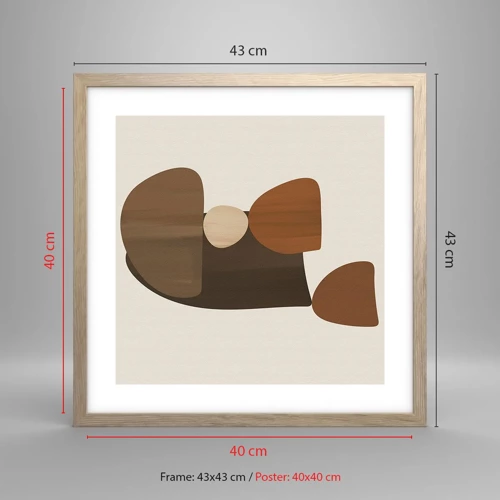 Poster in light oak frame - Composition in Brown - 40x40 cm