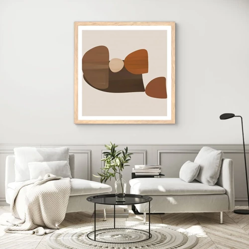 Poster in light oak frame - Composition in Brown - 40x40 cm