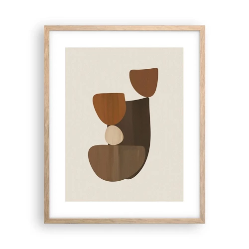 Poster in light oak frame - Composition in Brown - 40x50 cm