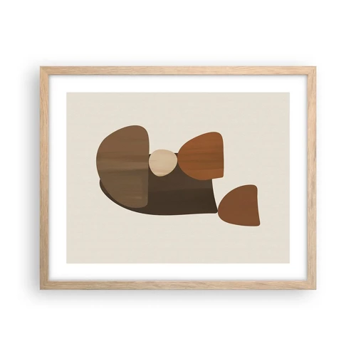 Poster in light oak frame - Composition in Brown - 50x40 cm