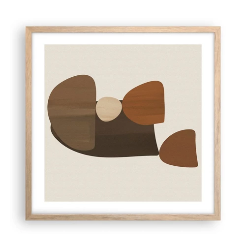 Poster in light oak frame - Composition in Brown - 50x50 cm