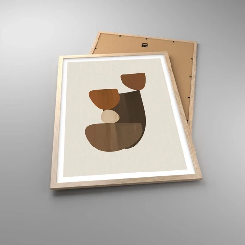 Poster in light oak frame - Composition in Brown - 50x70 cm