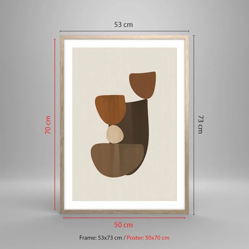 Poster in light oak frame - Composition in Brown - 50x70 cm