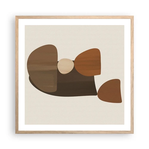 Poster in light oak frame - Composition in Brown - 60x60 cm