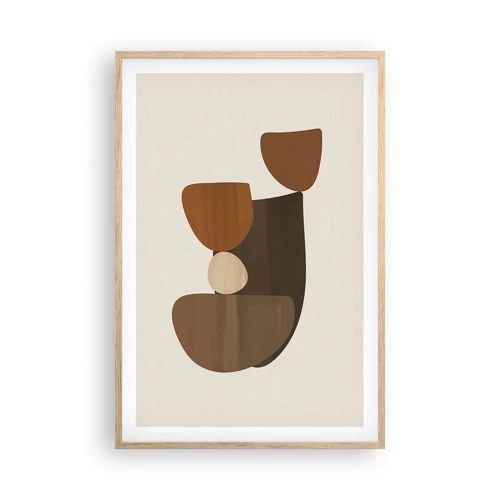 Poster in light oak frame - Composition in Brown - 61x91 cm