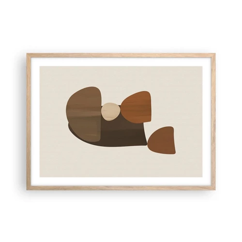 Poster in light oak frame - Composition in Brown - 70x50 cm