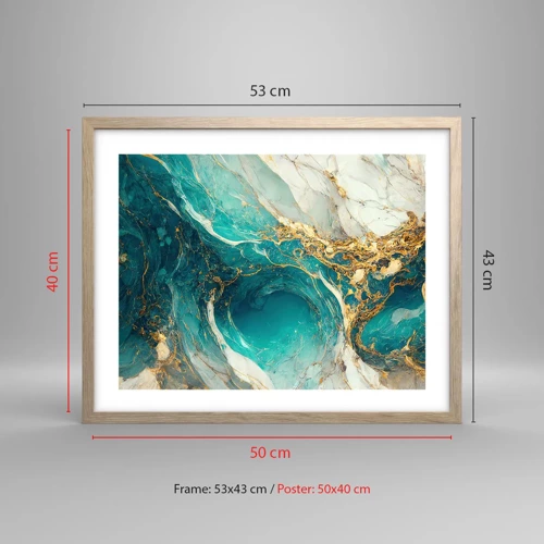 Poster in light oak frame - Composition with Veins of Gold - 50x40 cm