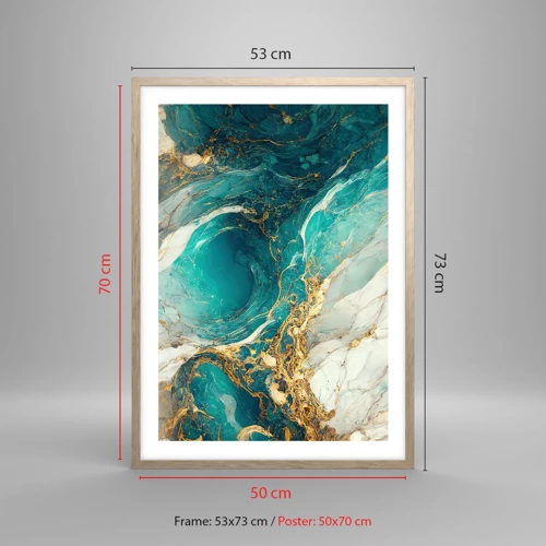 Poster in light oak frame - Composition with Veins of Gold - 50x70 cm