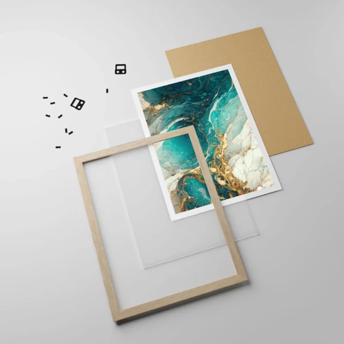 Poster in light oak frame - Composition with Veins of Gold - 50x70 cm