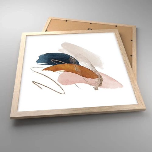 Poster in light oak frame - Composition with Wings - 40x40 cm