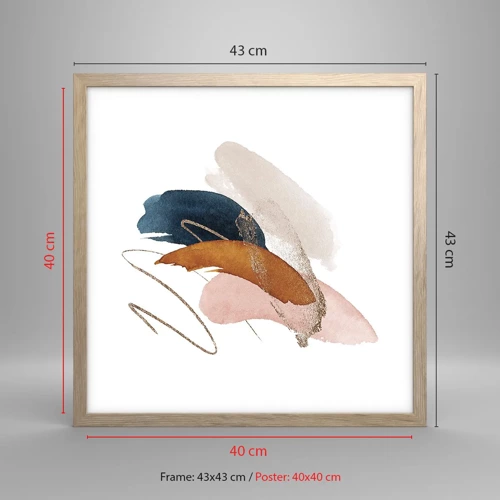 Poster in light oak frame - Composition with Wings - 40x40 cm