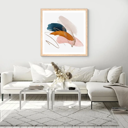 Poster in light oak frame - Composition with Wings - 40x40 cm