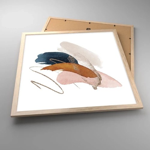 Poster in light oak frame - Composition with Wings - 50x50 cm