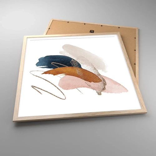 Poster in light oak frame - Composition with Wings - 60x60 cm