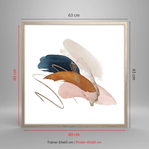 Poster in light oak frame - Composition with Wings - 60x60 cm