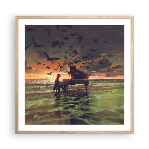 Poster in light oak frame - Concert for Piano and Waves - 60x60 cm