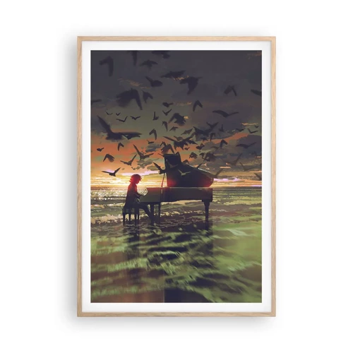 Poster in light oak frame - Concert for Piano and Waves - 70x100 cm