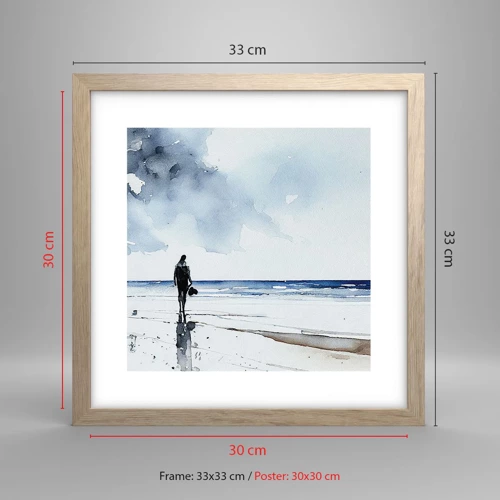 Poster in light oak frame - Conversation with the Sea - 30x30 cm