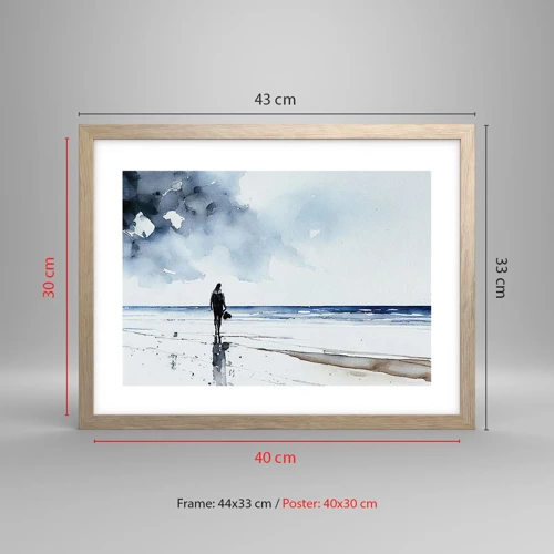 Poster in light oak frame - Conversation with the Sea - 40x30 cm