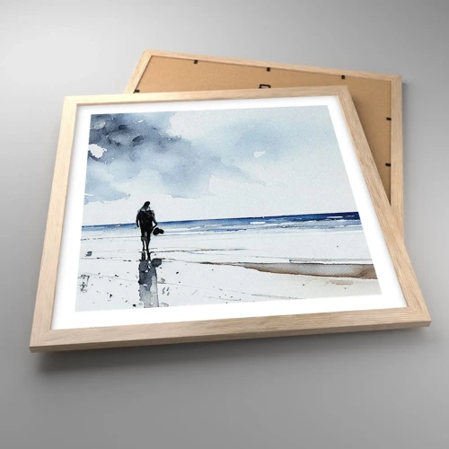 Poster in light oak frame - Conversation with the Sea - 40x40 cm