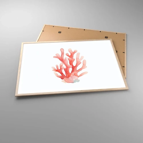 Poster in light oak frame - Coral Colour Colars - 100x70 cm