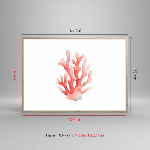 Poster in light oak frame - Coral Colour Colars - 100x70 cm