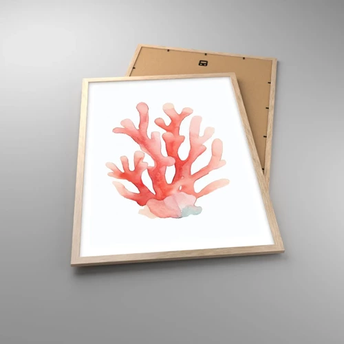 Poster in light oak frame - Coral Colour Colars - 50x70 cm