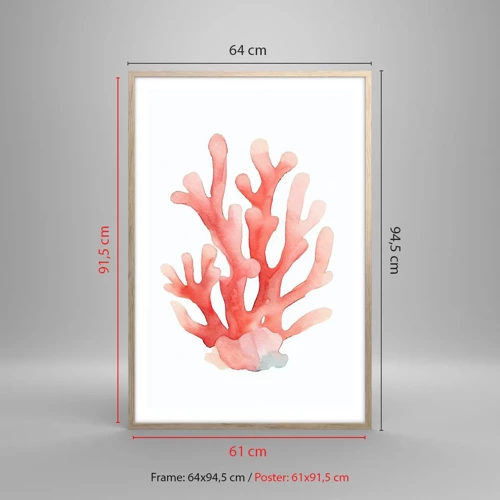 Poster in light oak frame - Coral Colour Colars - 61x91 cm