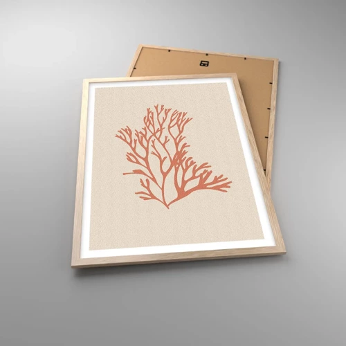 Poster in light oak frame - Coral Filigree - 50x70 cm