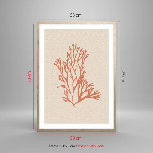 Poster in light oak frame - Coral Filigree - 50x70 cm