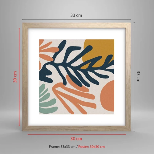 Poster in light oak frame - Coral Sea - 30x30 cm