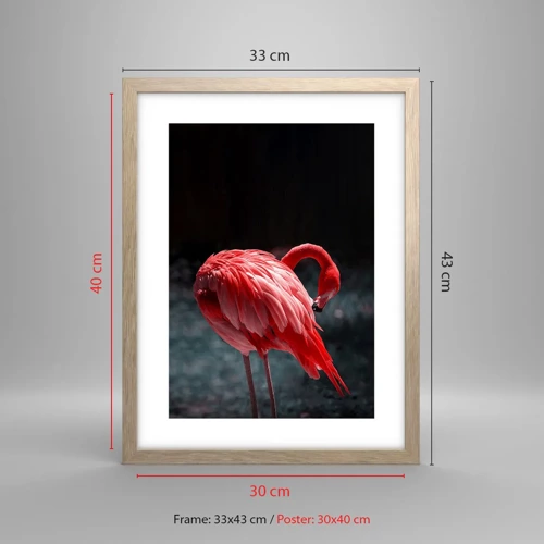 Poster in light oak frame - Crimson Poem of Nature - 30x40 cm