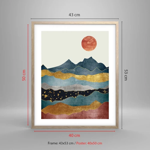 Poster in light oak frame - Cross Section of the World - 40x50 cm