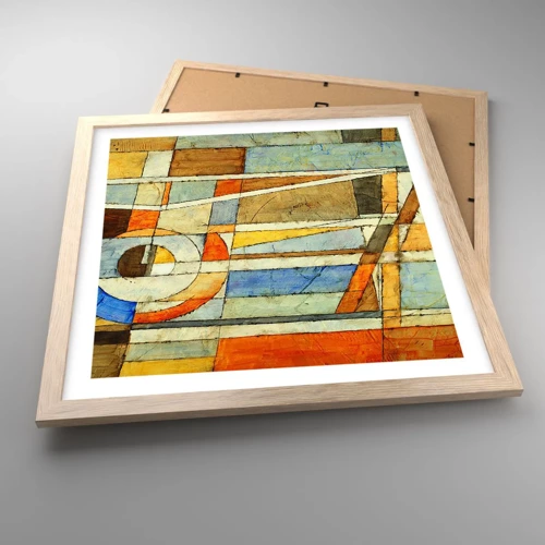 Poster in light oak frame - Cubism on a Construction Site - 40x40 cm