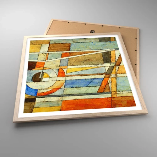 Poster in light oak frame - Cubism on a Construction Site - 60x60 cm