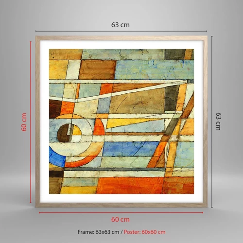 Poster in light oak frame - Cubism on a Construction Site - 60x60 cm