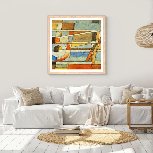 Poster in light oak frame - Cubism on a Construction Site - 60x60 cm