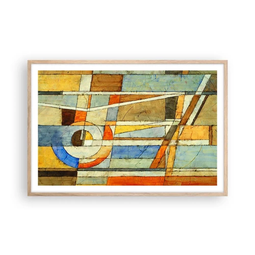 Poster in light oak frame - Cubism on a Construction Site - 91x61 cm