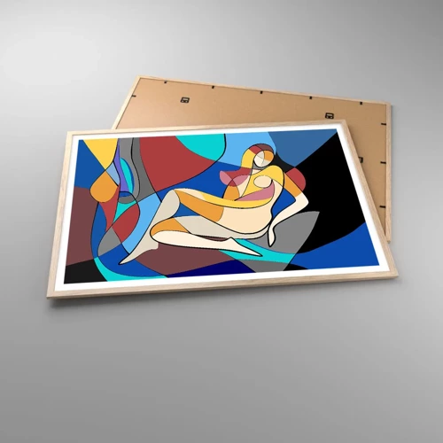 Poster in light oak frame - Cubist Nude - 100x70 cm