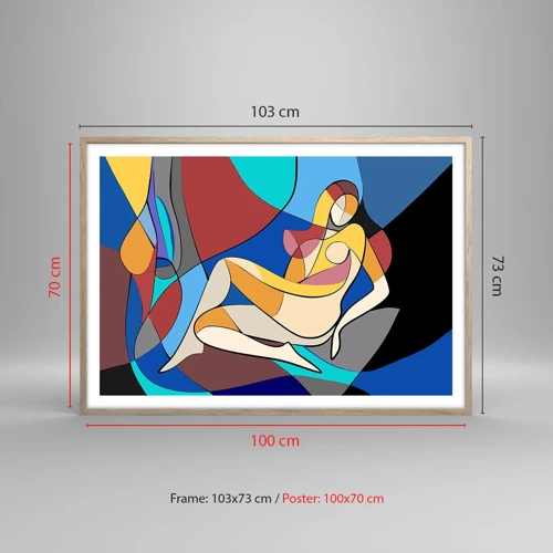 Poster in light oak frame - Cubist Nude - 100x70 cm