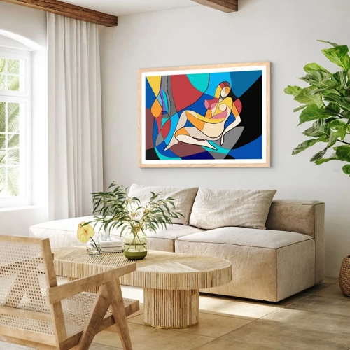 Poster in light oak frame - Cubist Nude - 50x40 cm