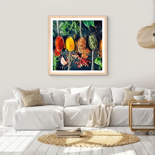 Poster in light oak frame - Culinary Magic - 30x30 cm