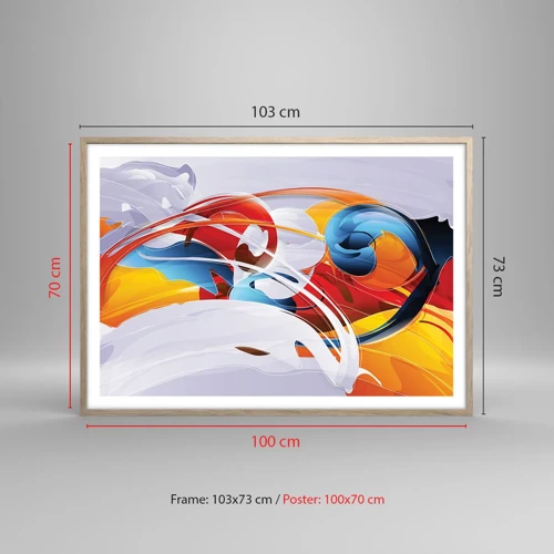 Poster in light oak frame - Dance of Elements - 100x70 cm