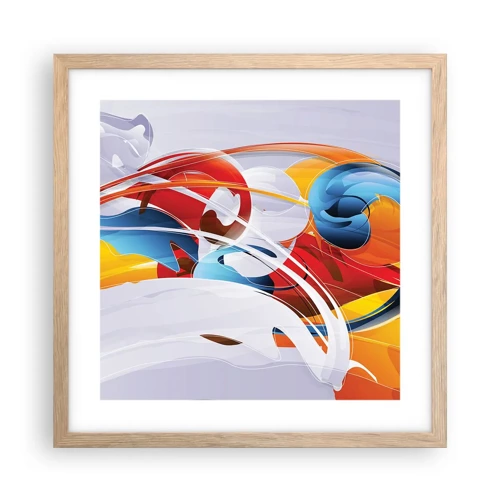 Poster in light oak frame - Dance of Elements - 40x40 cm