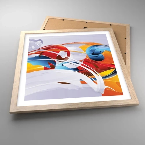 Poster in light oak frame - Dance of Elements - 40x40 cm