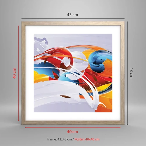 Poster in light oak frame - Dance of Elements - 40x40 cm