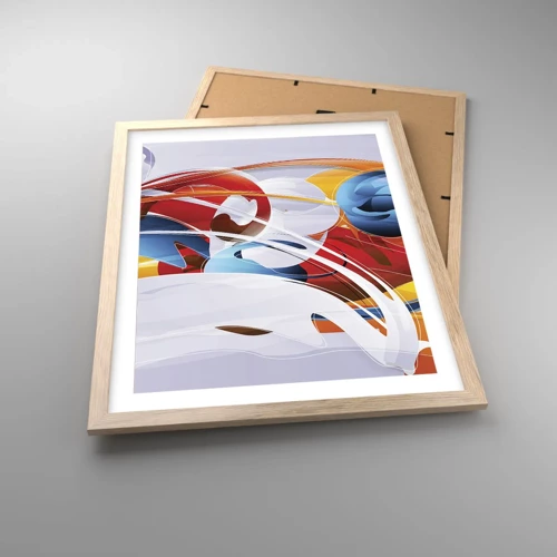 Poster in light oak frame - Dance of Elements - 40x50 cm