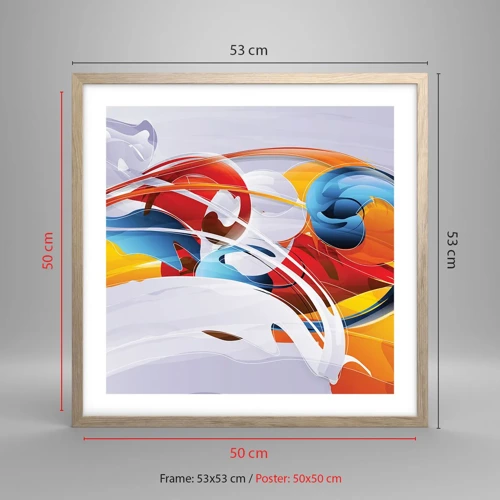 Poster in light oak frame - Dance of Elements - 50x50 cm