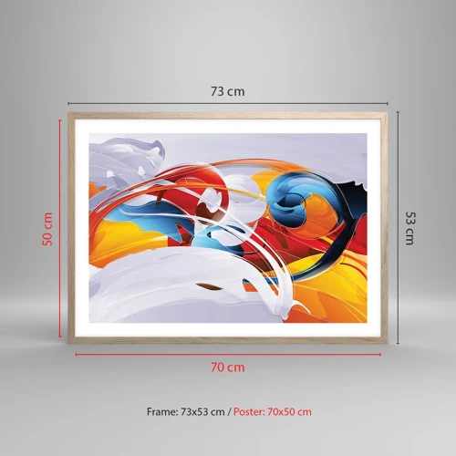 Poster in light oak frame - Dance of Elements - 70x50 cm