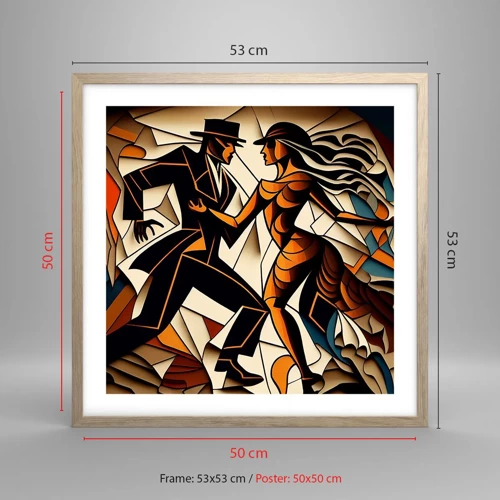 Poster in light oak frame - Dance of Passion  - 50x50 cm